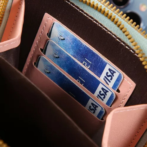Bolsa De Couro Ombro Feminina Tocar Touch Cellular Multiuso Cor Marrom