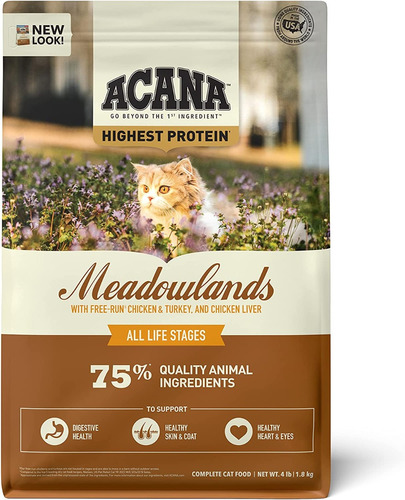 Alimento Para Gato Acana New Meadowland Toda Etapa De 1.8 Kg