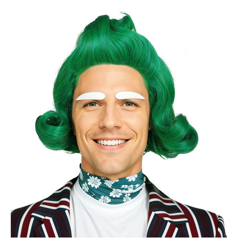 / Peruca De Cosplay Longa E Ondulada Verde Oompa Loompa