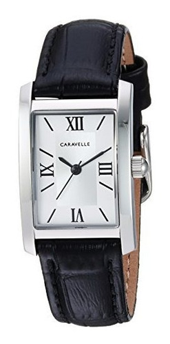 Reloj De Pulsera De Cuero Rectangular De Caravelle By Bulova