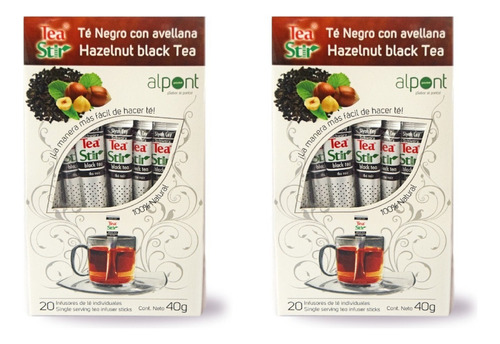 Alpont Tea Stir Té Negro Con Avellana 20 Piezas 2 Paquetes