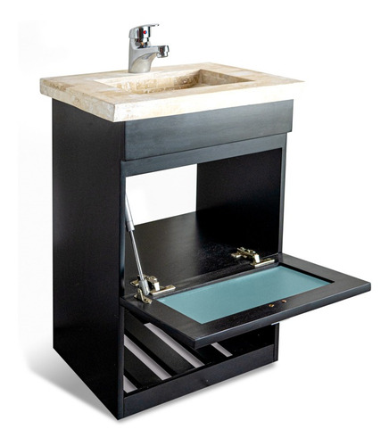 Imagen 7 de 9 de Vanitory Colgante 40cm Madera Bacha Travertino