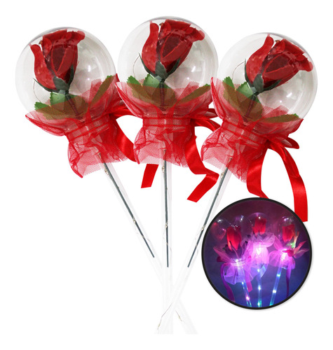 50 Rosas Artificiales De Tela Con Luz Led 35 Cm San Valentin