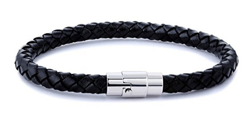 Pulsera De Hombre Cuero Cordon Cuerda Cierre Iman