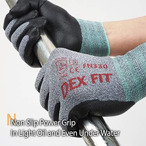 Dex Fit Guantes De Trabajo De Nitrilo Fn330, 3 Pares, Ajuste