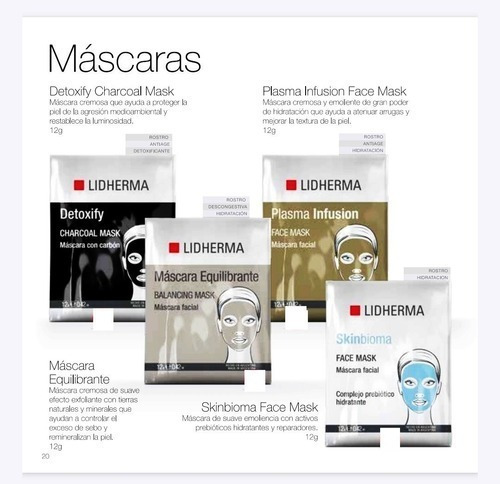 Lidherma Mascarillas Faciales Kit X4 Sobres Unidosis