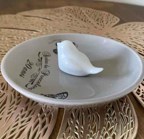 Porta Anel Em Cerâmica 20 Anos Bodas De Porcelana