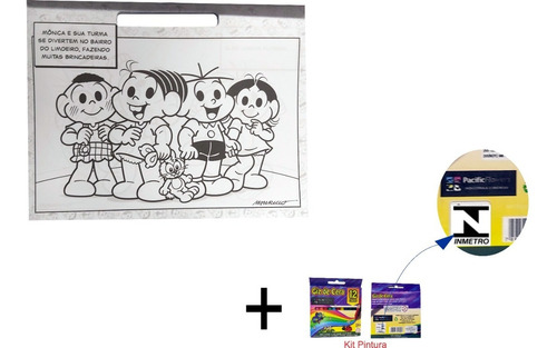 Livro De Colorir Meu Blocão Turma Da Monica + Kit Pintura