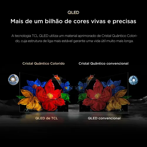 Smart Tv Tcl 85 Polegadas Qled 4k P8l Wifi Bluetooth Google Tv Hdr10 144 Hz Vrr 85p8l