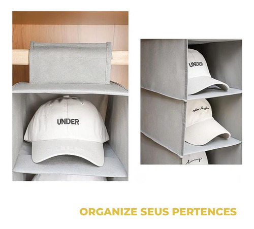 Organizador Vertical Multiuso Compacto Dobrável 5 Nichos Cor Cinza