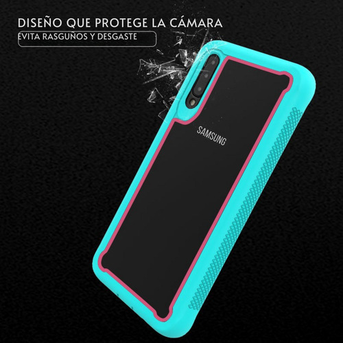 Funda Para Galaxy A50 Con Mica Varios Modelos Antigolpes Negro-rojo Air Case