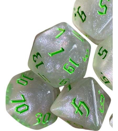 2 Juego De 7 Dados Poliédricos, Verde Verde2 Verde Verde2