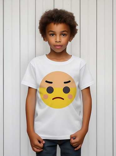 Camiseta Infantil Menino L1 Emoji Chateado
