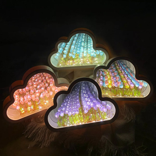 Luz Nocturna Con Espejo De Tulipán, Tulipanes De Espejo De
