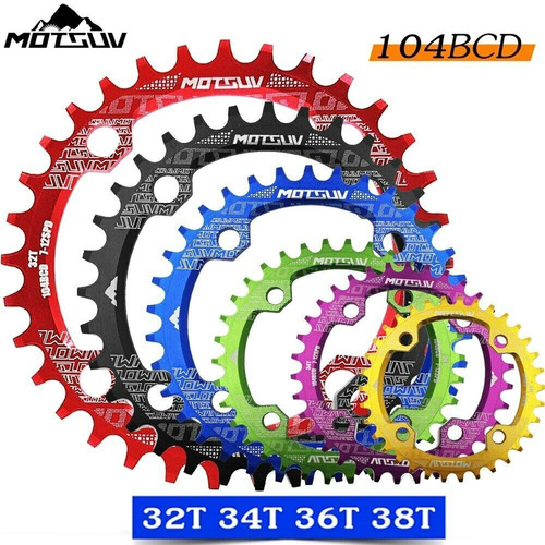 Monoplato Mtb Deckas 104 Y 96 Bcd En 32,34,36,38 Rojo,negro