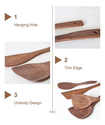 D Paleta De Arroz Wenge: Utensilio De Madera Antiadherente