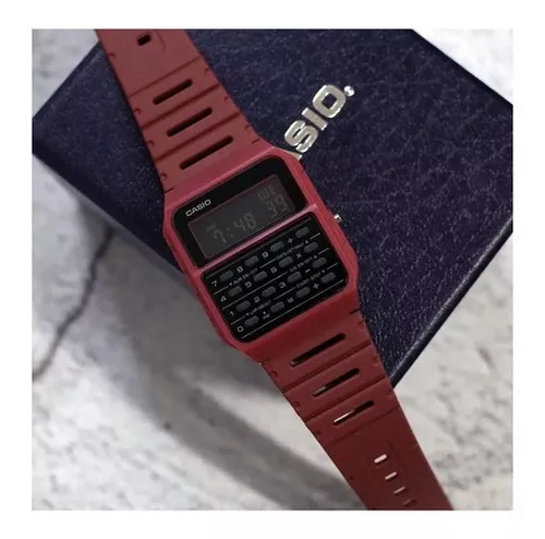 Casio CA-53WF-4B calculadora roja digital para hombre reloj original nuevo  clásico CA-53, Blanco, Digital