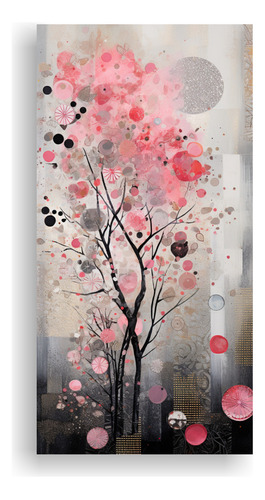 30x60cm Cuadro Decorativo Vertical Rosa Y Plateado Con Image