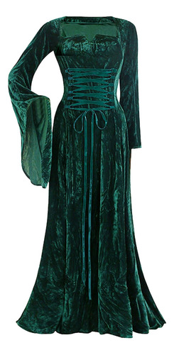 Vestido Largo De Princesa De Terciopelo Medieval Con Mangas