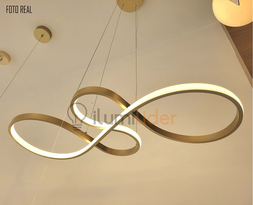 Lustre Pendente Led Futurístico 40w Moderno Dourado Luz 3em1 110v/220v