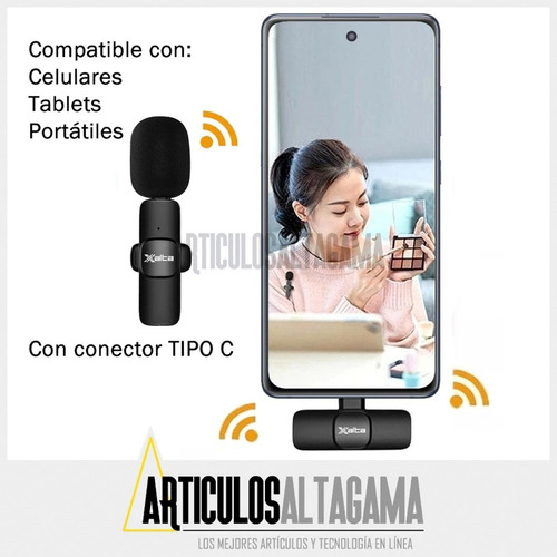 Imagen 6 de 10 de Micrófono Inalámbrico 2 En 1 De Solapa Para Android Tipo C