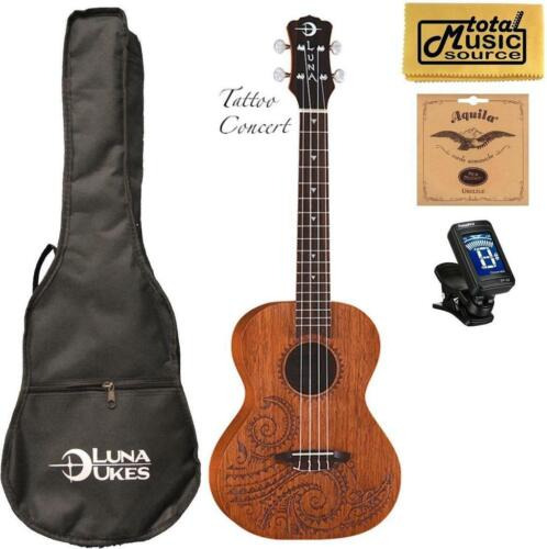 Luna Uke Tc Mah Concert Tattoo Ukulele, Free Bag Tuner S Eeb