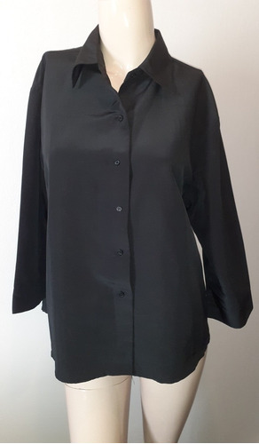 Camisa Negra Manga Tres Cuartos Talle Xg/xxg 