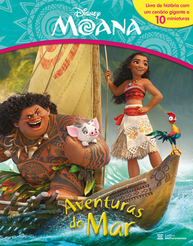 Livro Moana Aventuras Do Mar Com 10 Miniaturas Cenário Gigante Disney Capa Dura Em Português Editora Melhoramentos 2016