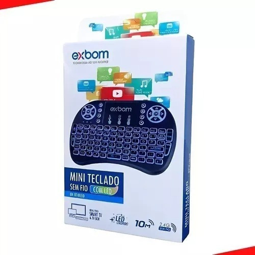 Mini Teclado Led Touchpad Sem Fio Wireless Tv Pc Ro-02695