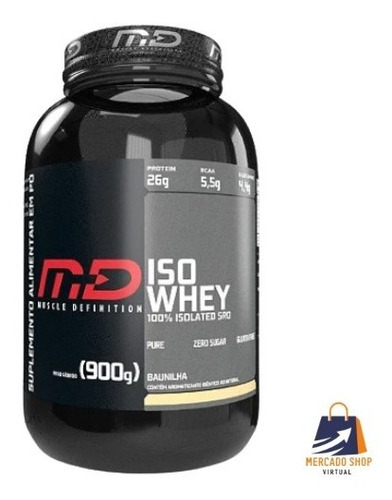 Suplemento em pó Md Muscle Definition  ISO WHEY MD proteínas ISO WHEY MD sabor  coco em pote de 900g