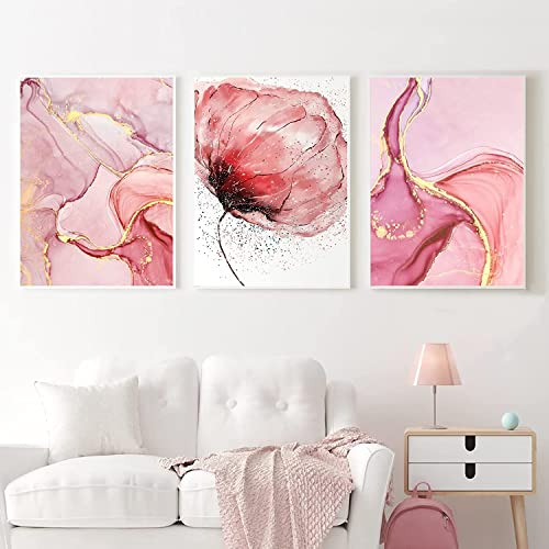 Arte De Pared Abstracto De Mármol Rosa, Pintura De Má...