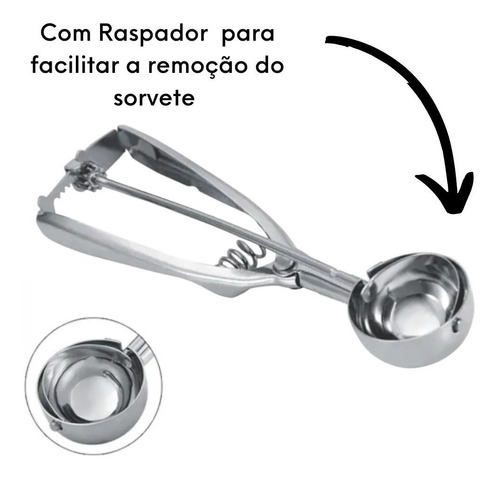 Colher De Sorvete Com Raspador Em Inox Para Sorveteria