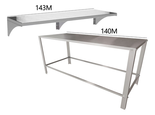 Mesa Bancada 100% Inox Cozinha, Lanchonete E Prateleira Inox
