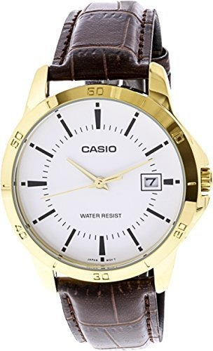 Reloj De Cuarzo Con Fecha De Cuero Mtp-v004gl-7a De Casio Pa