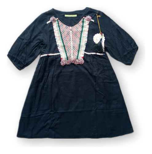 Vestido Rapsodia Nuevo Con Etiqueta, Negro Bordado