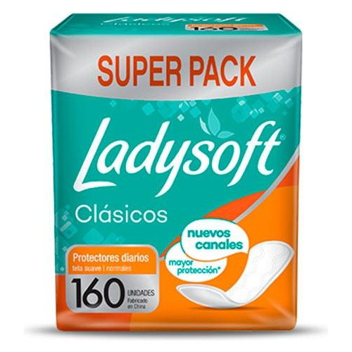 Imagen 1 de 2 de Protectores Diarios Ladysoft Clásico 160 Unidades