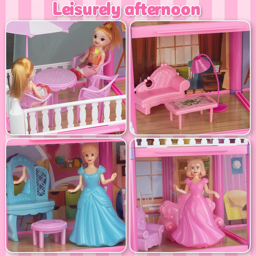 (13 Habitaciones) 292 Pcs Dollhouse Building Builing, Pink P