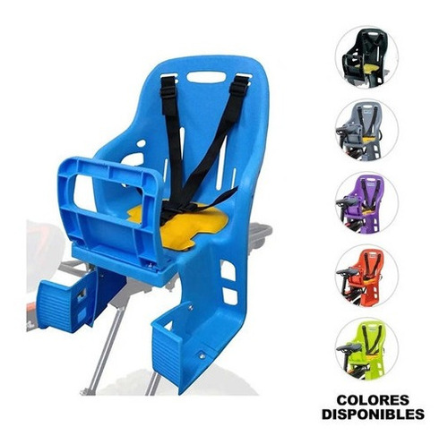 Silla Asiento Trasero Ajustable Porta Niños Para Bicicleta Color Azul