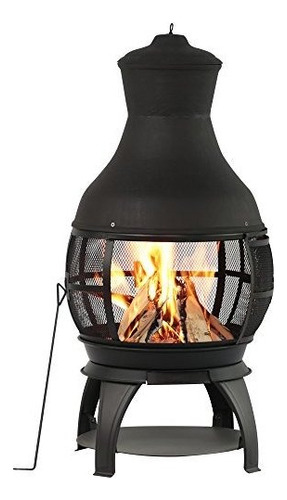 Bali Outdoor Chimenea De Madera Fogón, Chimenea, Negro