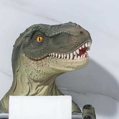 Soporte De Papel Higiénico Realista Con Forma De Dinosaurio Color Verde