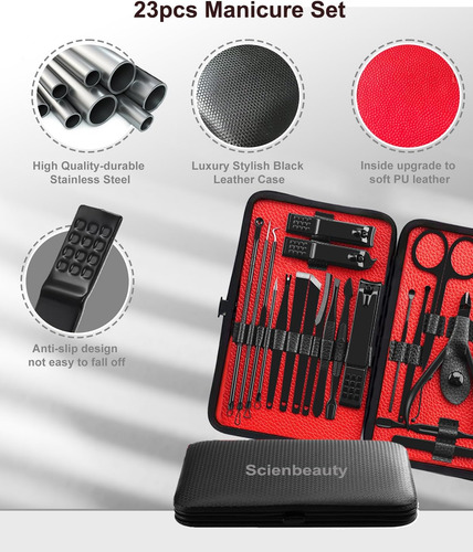 Scienbeauty Juego De Manicura Para Hombre, Kit De Cortaúñas