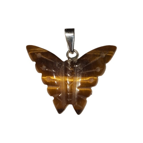 Dijes Plata .925 Mariposa Venturina , Ojo De Tigre Verde Cafe
