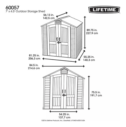 Lifetime Cobertizo 2.14m X 1.37m, Polietileno, Resistente