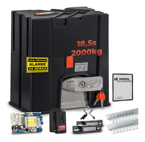 Kit Motor Ppa Dz Industrial Eurus 2000 7m Crem 8 Control Z12 Cor Cinza Frequência 433 220v