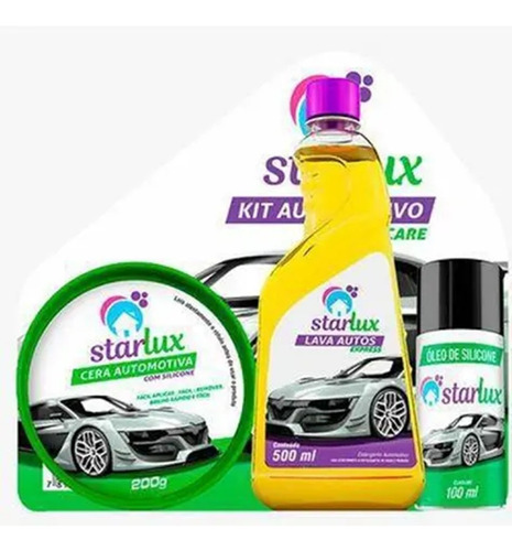 Kit Limpeza Automotiva Cera Oleo Detergente Starlux