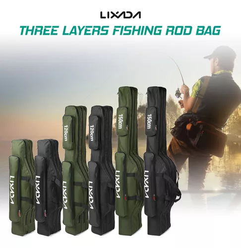 Lixada 3 Layers Fishing Pole Bag Portable Folding Rod Carry