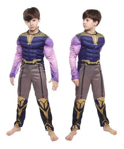 Imagem 3 de 4 de Fantasia Infantil Thanos Com Enchimento + Máscara E Manopla