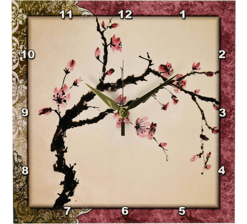 3drose Llc Elegante Reloj De Pared Con Flores Chinas De 10.0