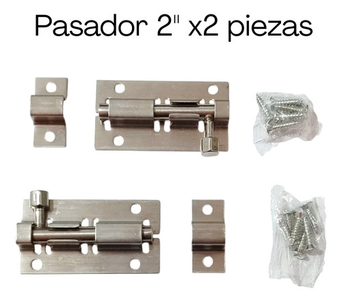 Pasador Puerta Ventana 2 Pulgadas Seguridad 2 Unidades Plateado