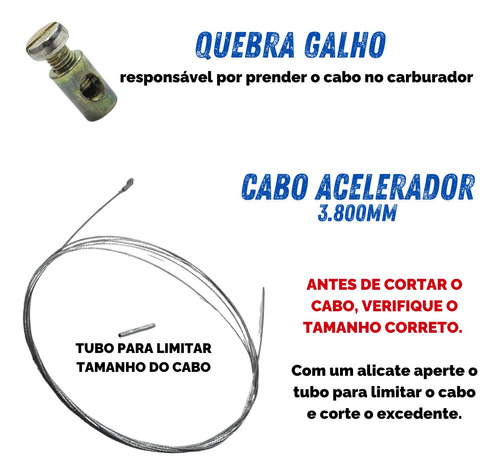Cabo Acelerador Fusca Carburação Simples 1500 + Quebra Galho